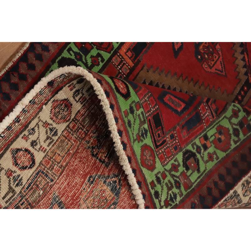 Hand Knotted Oriental 100% Wool Carpet Traditional Geometric Oranges & Rust Ardebil Runner Rug - 10' 7'' X 3' 3''