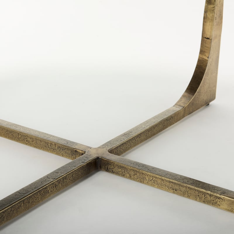 Atticus Black Wood and Antiqued Gold Metal Coffee Table