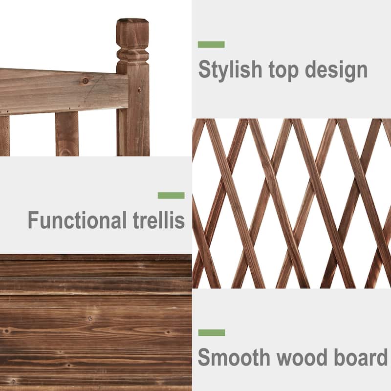Wooden Garden Plant Box with Trellis Flower Raised Bed Climbing