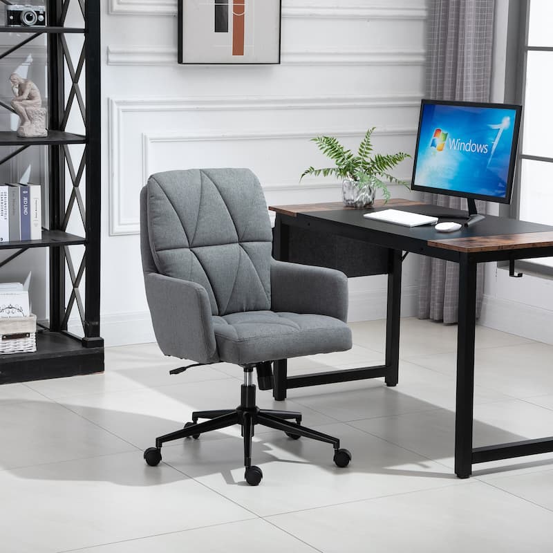 Vinsetto Leisure Office Chair with Double Thick Padded Backrest, Soft Cushioned Seat and 5 Castor Wheels, Grey - Grey