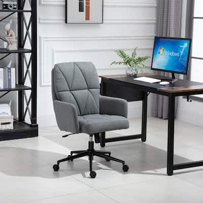 Vinsetto Leisure Office Chair with Double Thick Padded Backrest, Soft Cushioned Seat and 5 Castor Wheels, Grey