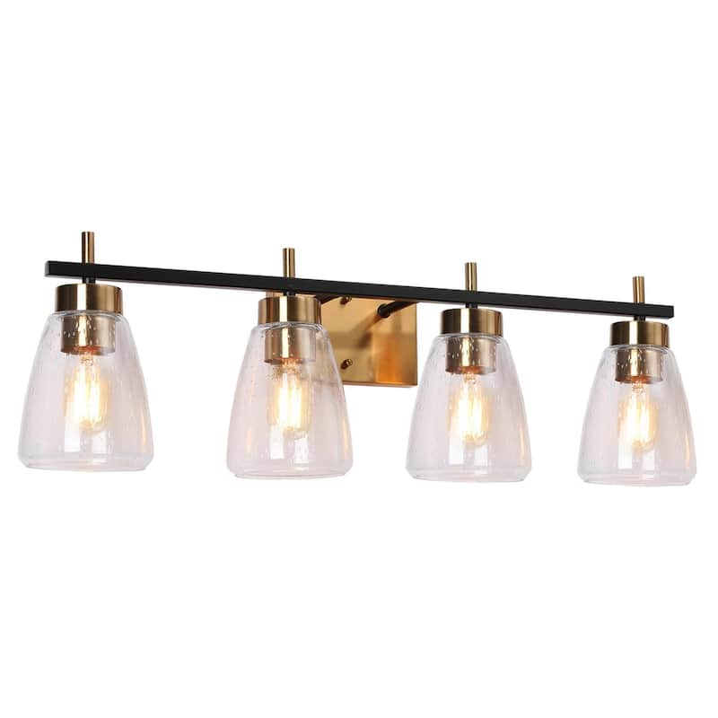 Marsie Modern 4-Light Dimmable Vanity LIghts Linear Wall Sconces Seeded Glass Powder Room, Bathrooom - L 28.7" * W 6.7" * H 8.7"