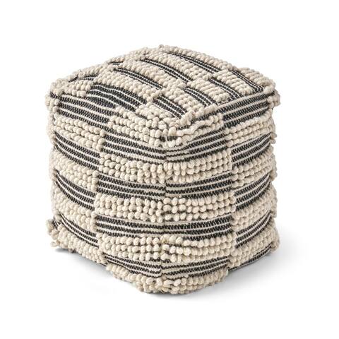 Darlina Contemporary Wool and Cotton Pouf Ottoman by Christopher Knight Home