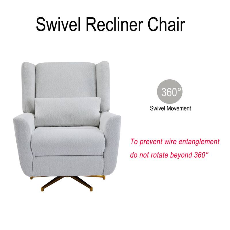 Roomfitters Power Swivel Recliner Chair, Upholstered 360° Swivel Power Recliner with Gold 5-Star Base