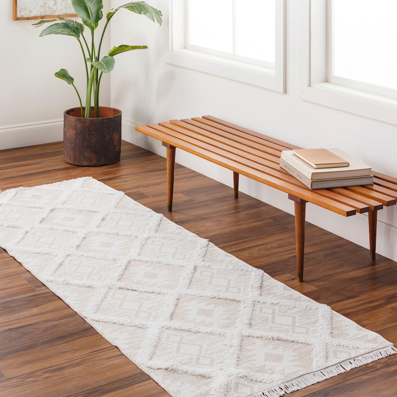 Livabliss Morocotton Southwestern Cotton Area Rug - 2'6" x 7'3" - Beige