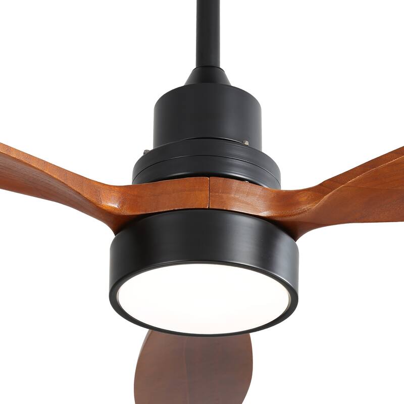 Farmhouse 52 Inch Reversible DC Motor Ceiling Fan with LED Light & Remote Control, Wooden Ceiling Fan Chandelier