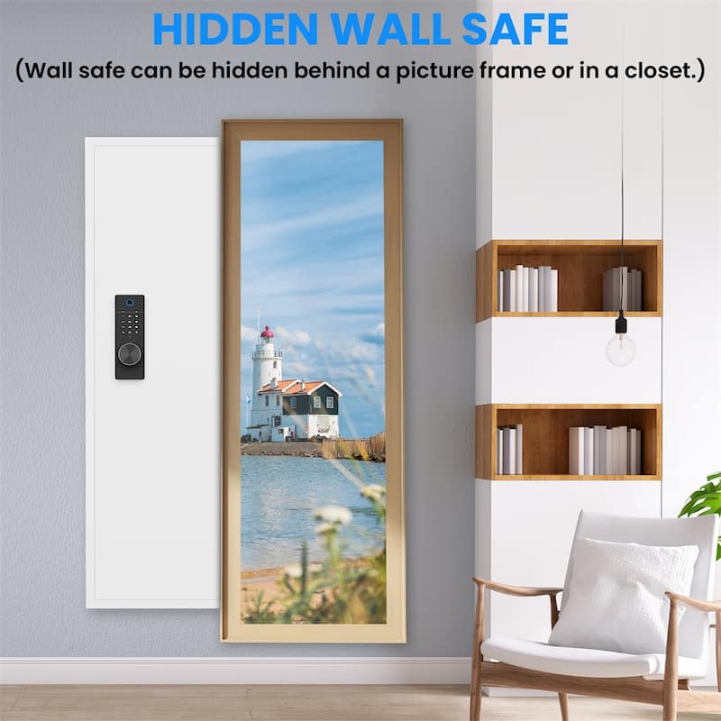 53"Fingerprint Touch Panel In-Wall Safe,Hidden Wall Gun Safe for Rifle