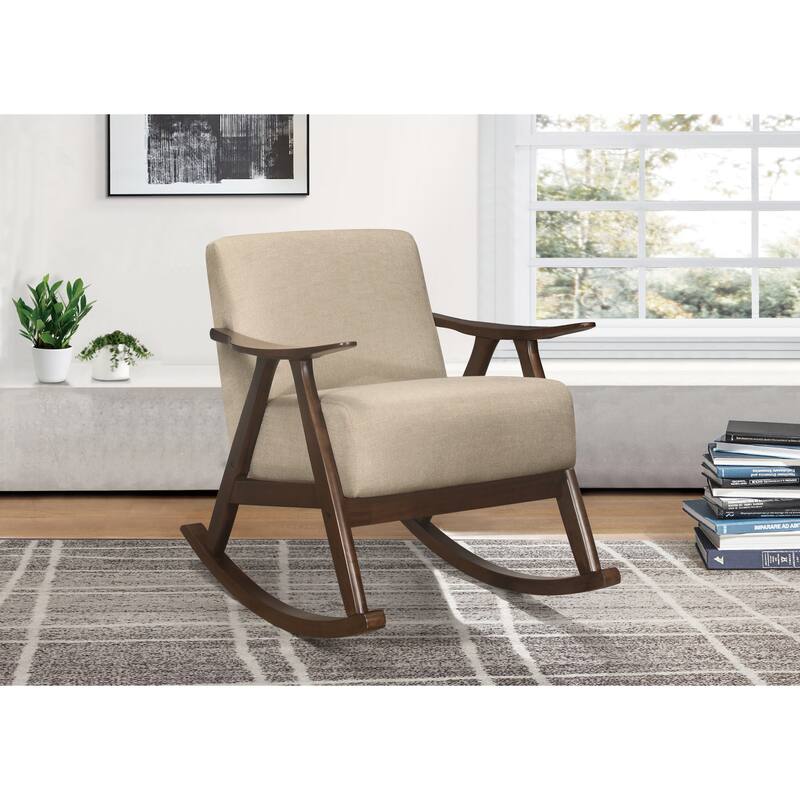 Rocking Chair Upholstery Button Tufted Solid Wood Furniture