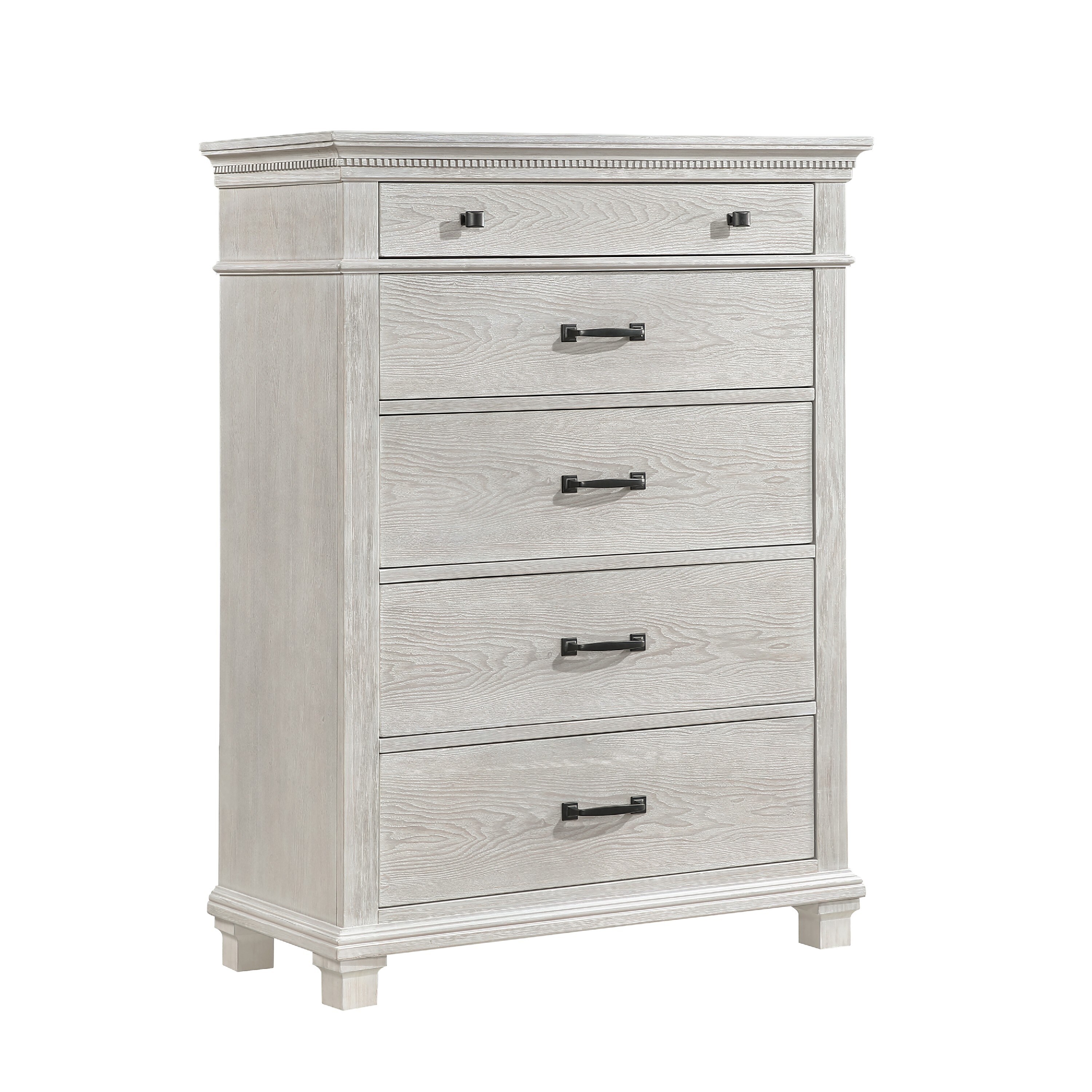 misty grey dresser Avy Tall Chest, Light Mist Gray Pine Wood, 5 Spacious Drawers Badge_Best_Seller