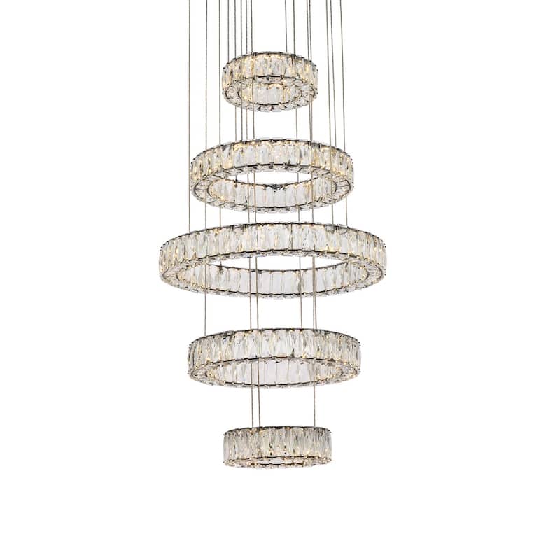 Indigo Home 25 inch LED five ring chandelier in black