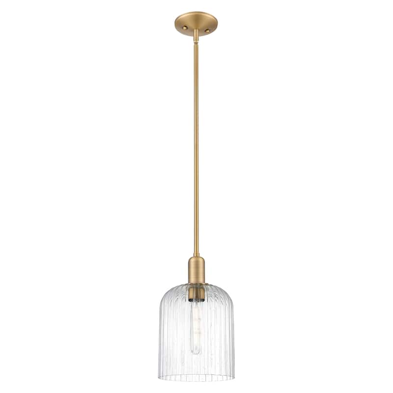 Innovations Lighting Endless Possibilities Arcadia - Bridal Veil - 1 Light 8" Stem Hung Mini Pendant - Brushed Brass/Seedy Shade