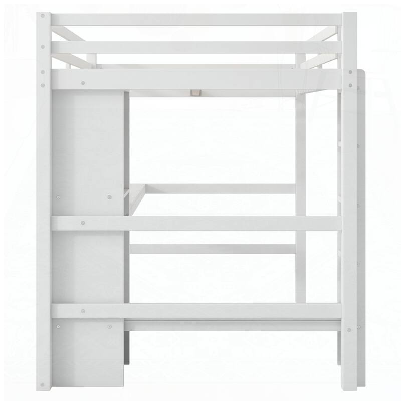 Loft Bed with Multifunction Shelves and Under-bed Desk