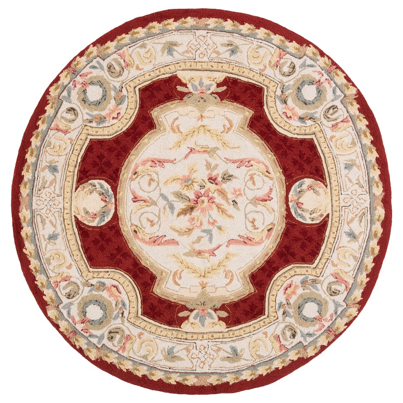 SAFAVIEH Handmade Easy Care Lynae Oriental Rug - 8' Round - Ivory/Red