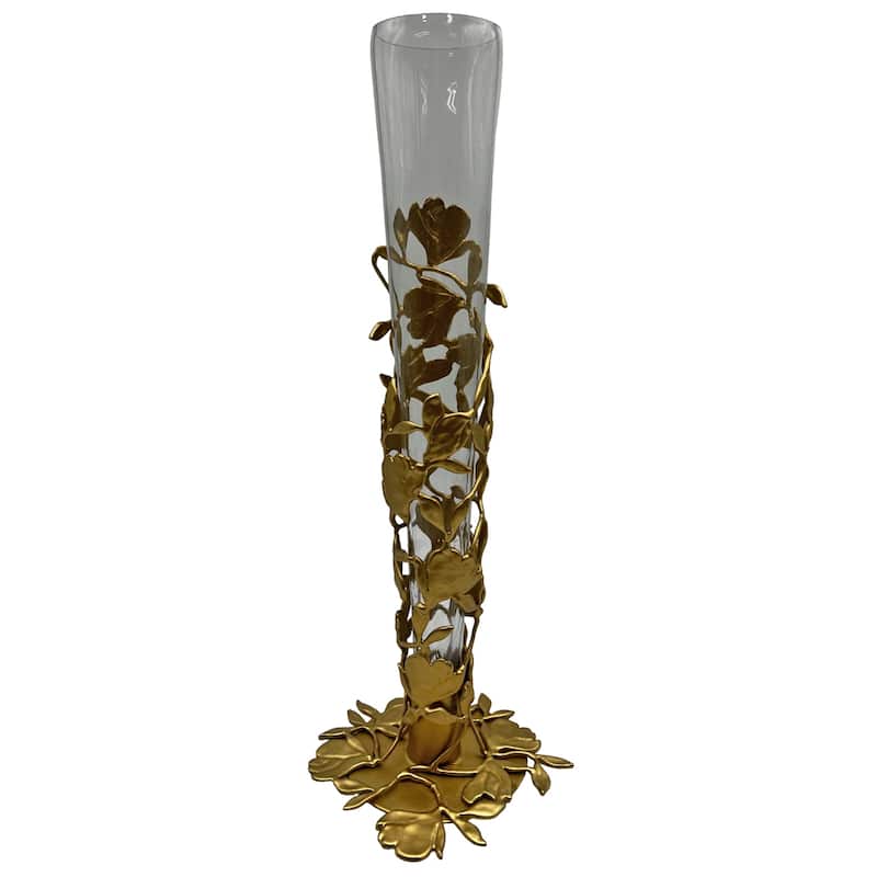 19" High Tulip Cone Vase for Flowers - Gold