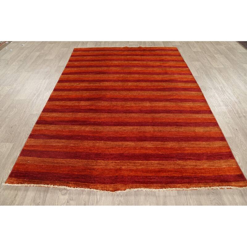 Modern Striped Gabbeh Kashkoli Oriental Area Rug Wool Hand-knotted - 5'5" x 7'8"