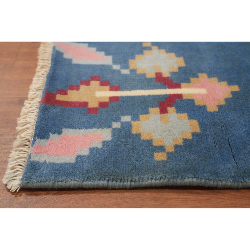 Hand-knotted Tribal Wool Beige Geometric Oriental Area Rug - 11' 4'' X 8' 3''
