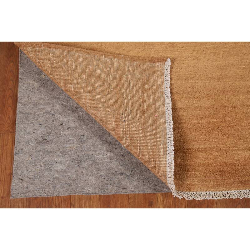 Gabbeh Area Rug Hand-Knotted Oriental Yellow Wool Carpet - 6'8" x 9'7"