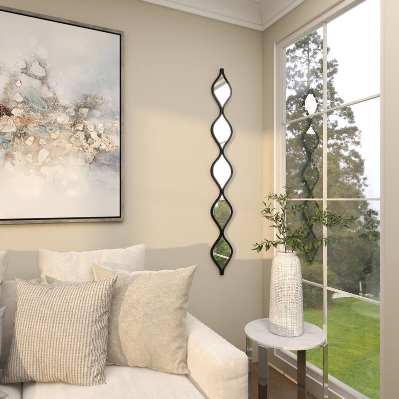 Metal Slim Stacked Chain 5 Layer Wall Mirror with Various Pattern and Foil Detailing - Silver, Gold, or Black