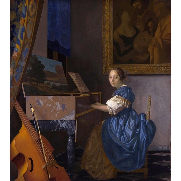 Easy Art Prints Johannes Vermeer's 'A young woman seated at a virginal' Premium Canvas Art