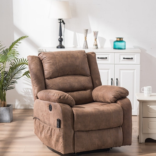 Electric Lift Function PU Leather Accent Chair Massage Sofa Brown. Opens flyout.