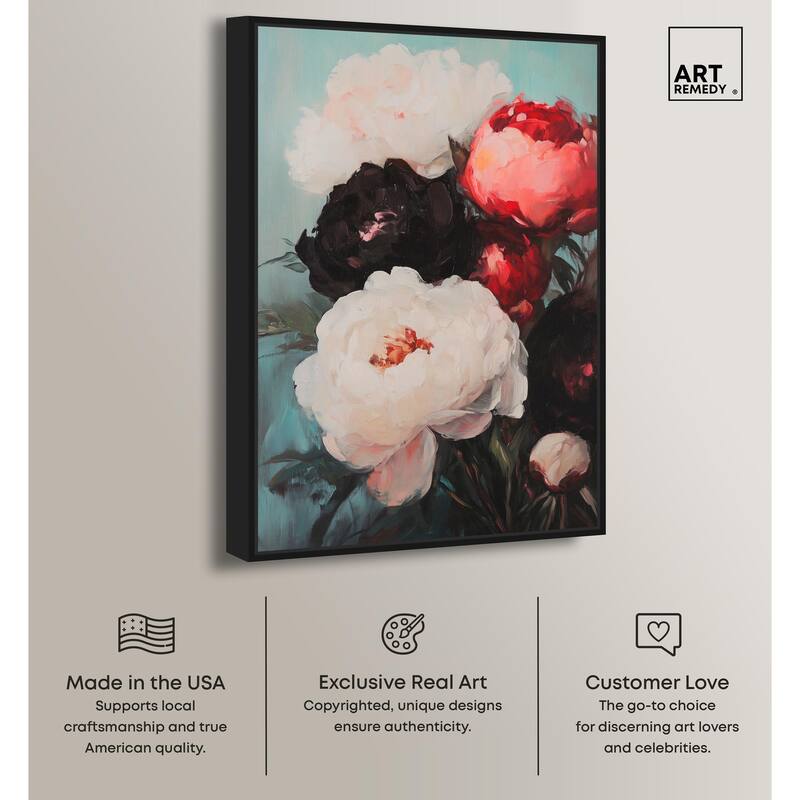 Three Shades of Peony II Canvas by Art Remedy