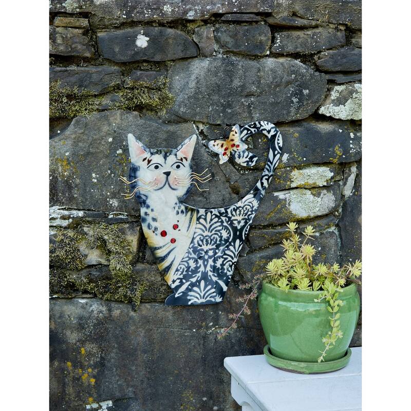 Eangee Handmade Cat Capiz Shell Wall Decor White And Black, 11 x 1 x 14 in. - 1 x 11 x 14