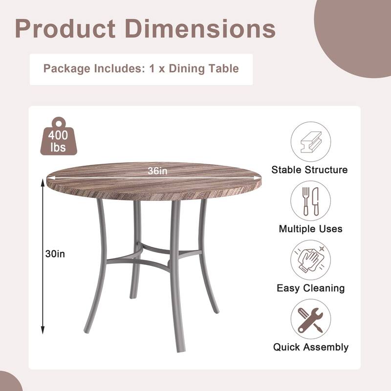 VECELO 36 Inch Round Dining Table for 4 with 400lbs Capacity Sturdy Curved Legs for Kitchen & Dining Room