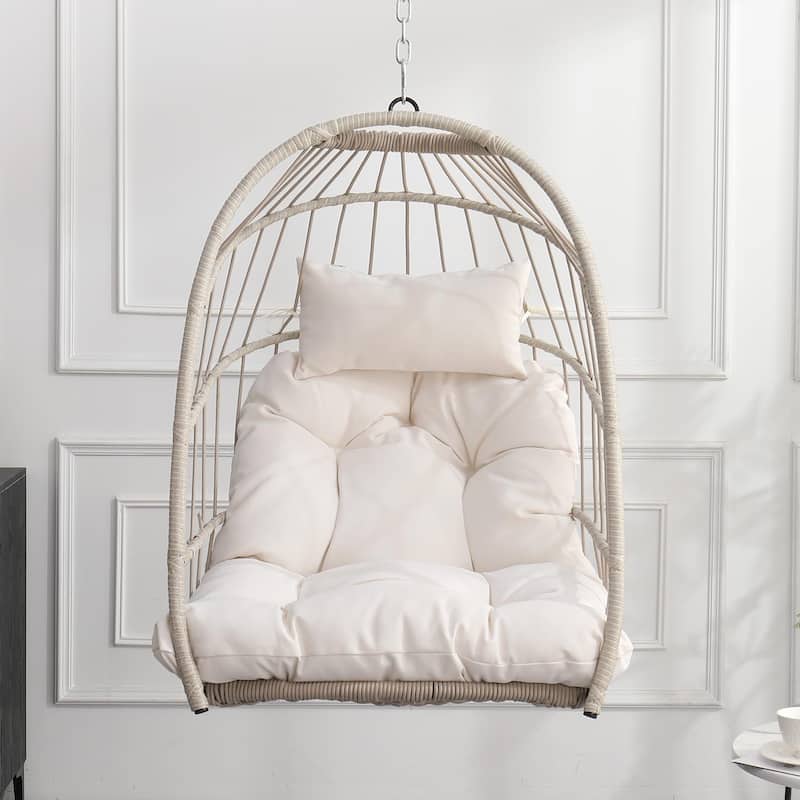 Hanging Garden Rattan Egg Swing Chair chair for Patio,Bedroom,Balcony - Red