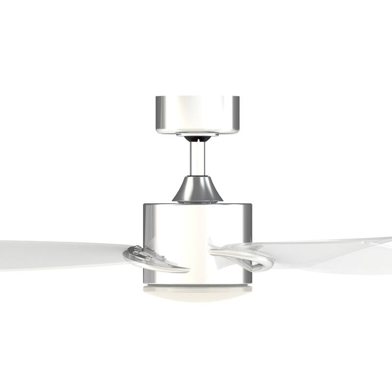 Fanimation SculptAire 52 inch Indoor/Outdoor Ceiling Fan with LED Light Kit - Chrome with Clear Blades