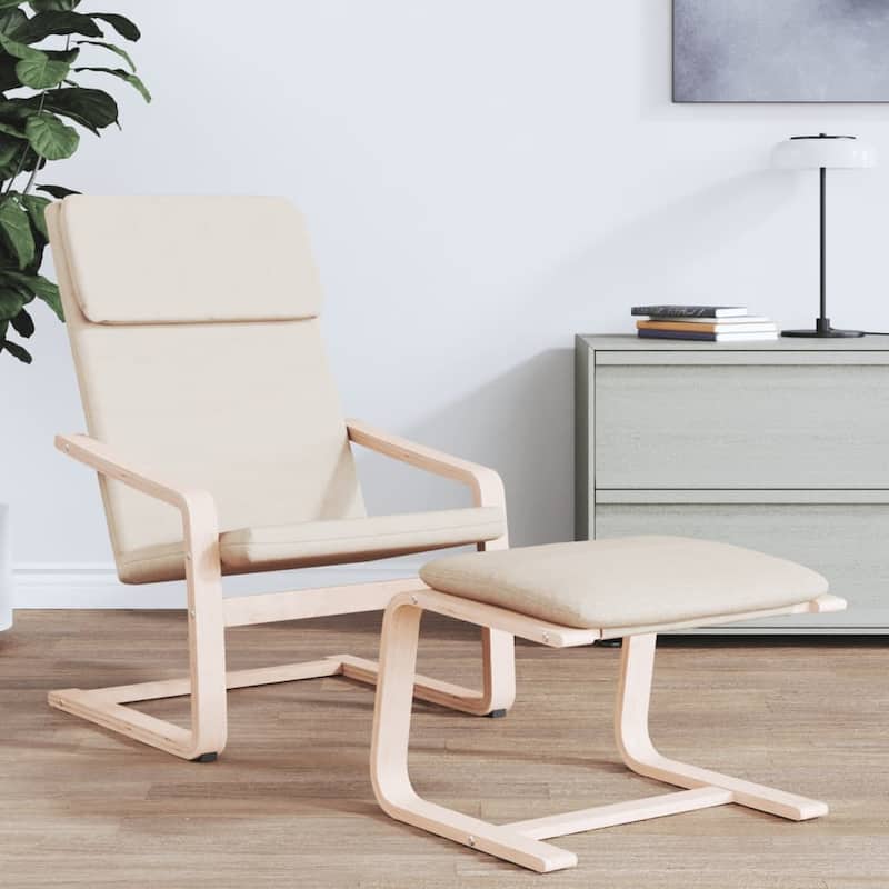 vidaXL Relaxing Chair Cream Fabric - 23.2" x 32.3" x 38.6"