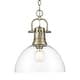 preview thumbnail 1 of 0, Yep by Golden Lighting Duncan 1-light 14in chain hung Pendant in Aged Brass and Clear Glass