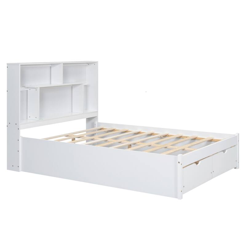 Harper&Bright Designs Platform Bed with Storage Headboard and 2 Drawers