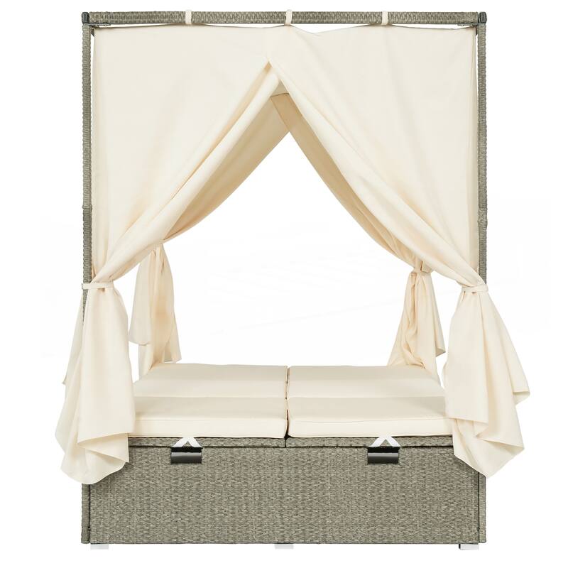 Adjustable Sun Bed With Curtain