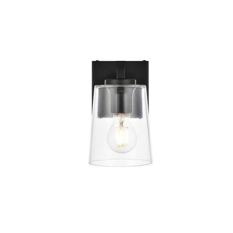 Kelly 1 Light Black and Clear Bath Sconce - Black - 5