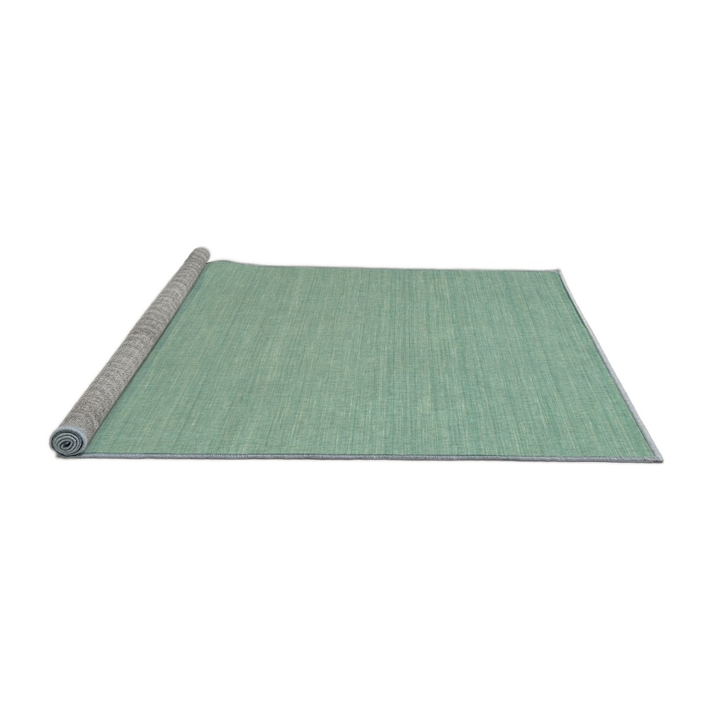 Ahgly Company Machine Washable Contemporary Blue Green Area Rugs