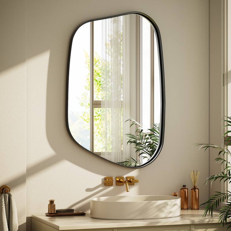 Irregular Bathroom Mirror Mirror Wall Decor - 22"x30" - Black