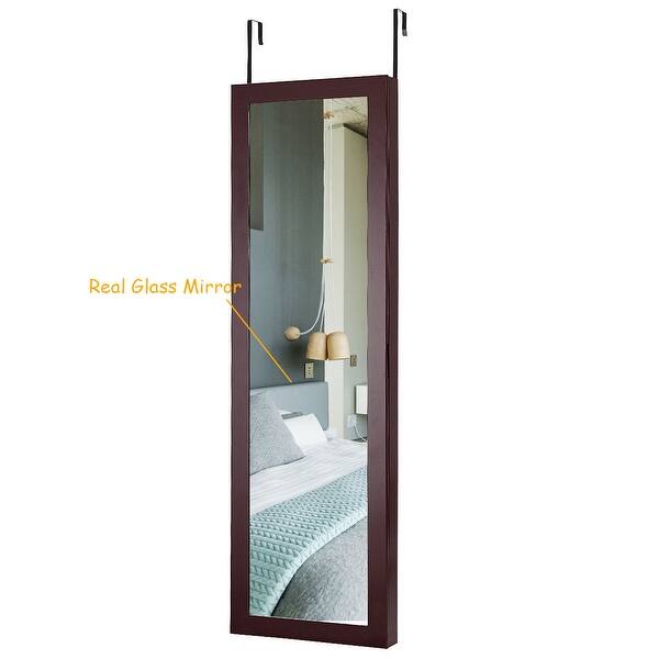 Shop Costway Wall Door Mounted Magnetic Mirrored Jewelry Cabinet