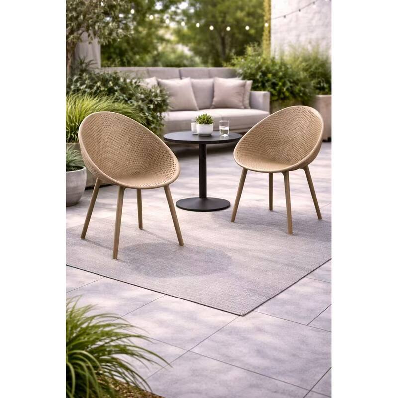 Set of 2 Mid-Century Modern Plastic Dining Chair Plastic Legs with Breathable Perforated Egg Shaped Seat for Indoor/Outdoor Use