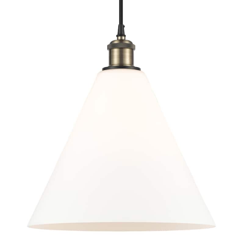 Innovations Lighting 516-1P-15-12 Berkshire Pendant Berkshire 12" Wide - Black Antique Brass / Matte White