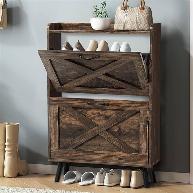 Shoe Rack Organizer - 6.7"D x 23.6"W x 34.6"H - Brown