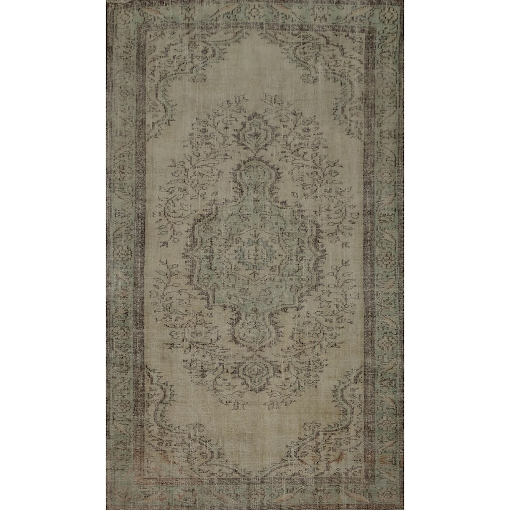 Hand Knotted Oriental 100% Wool Carpet Transitional Floral Beige & Ivories Anatolian Area Rug - 8' 10'' X 5' 6''