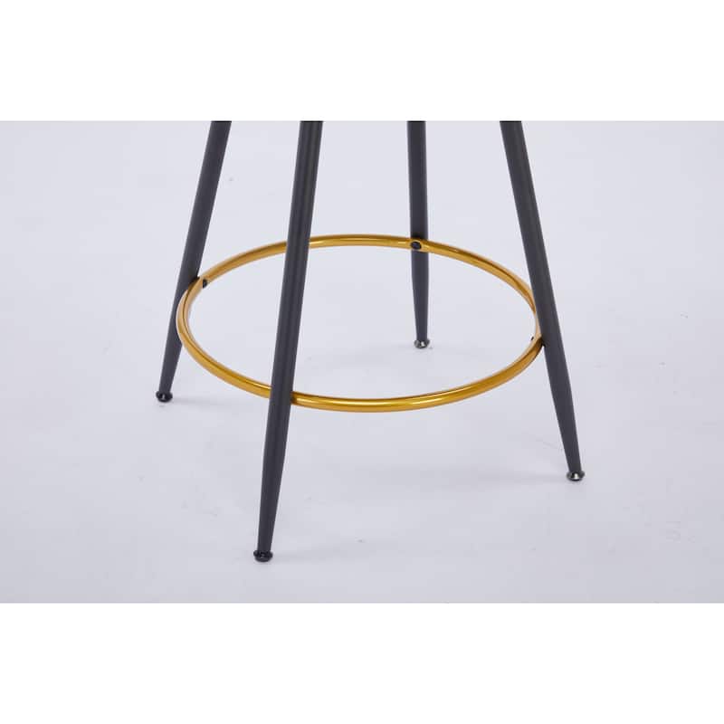 Set of 2 Contemporary Bar Stools with Rounded Padded Velvet Seat and Swivel Function
