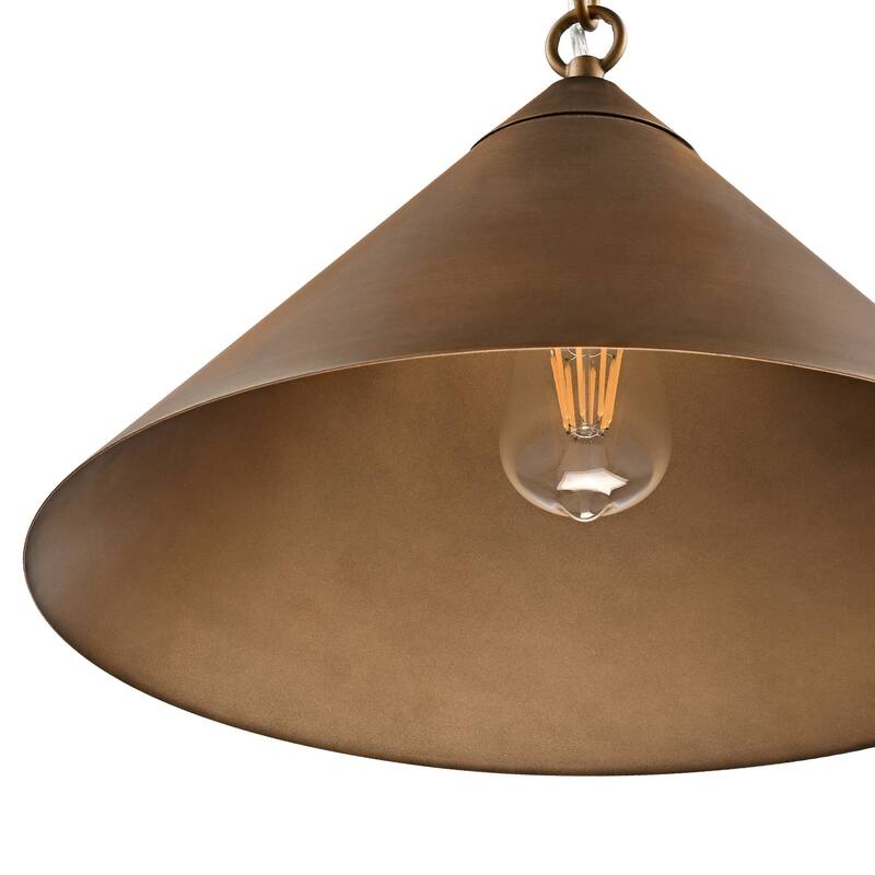 1-Light Gold Cone Pendant Light 15.8inch Metal Hanging Lighting