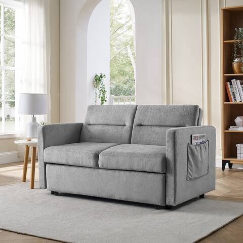 Loveseat Sofa Chenille Padded Seat Versatile Pull out Sleeper Sofa Bed with Casters