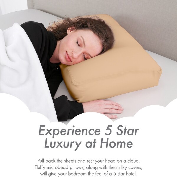 Premium Microbead Pillow Anti Aging Silk like Cover Barely Beige On Sale Bed Bath Beyond 32361584