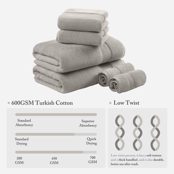 Madison Park Signature Turkish Cotton 6-piece Bath Towel Set - Grey
