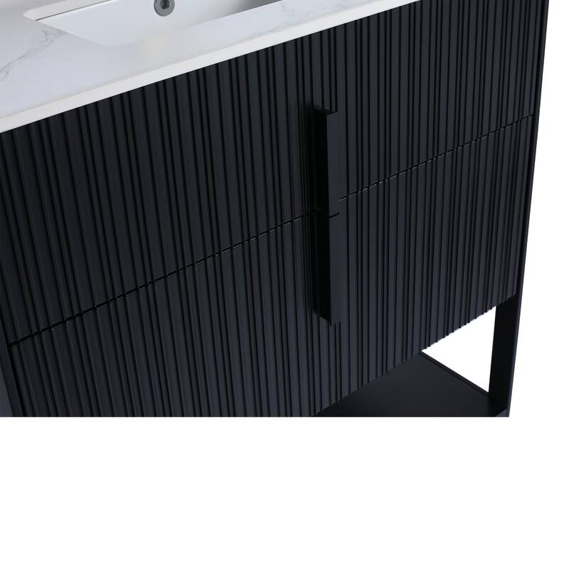 Fine Fixtures Serenity Modern Bathroom Vanity with White Carrara Stone Top