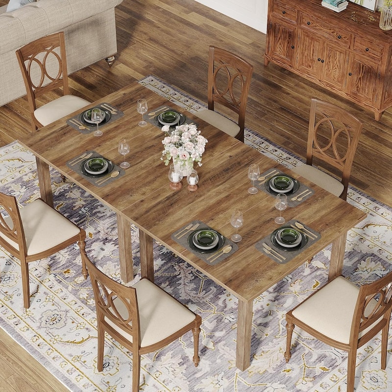 Square Wood Dining Table, Farmhouse Kitchen Table for Living/Dining Room