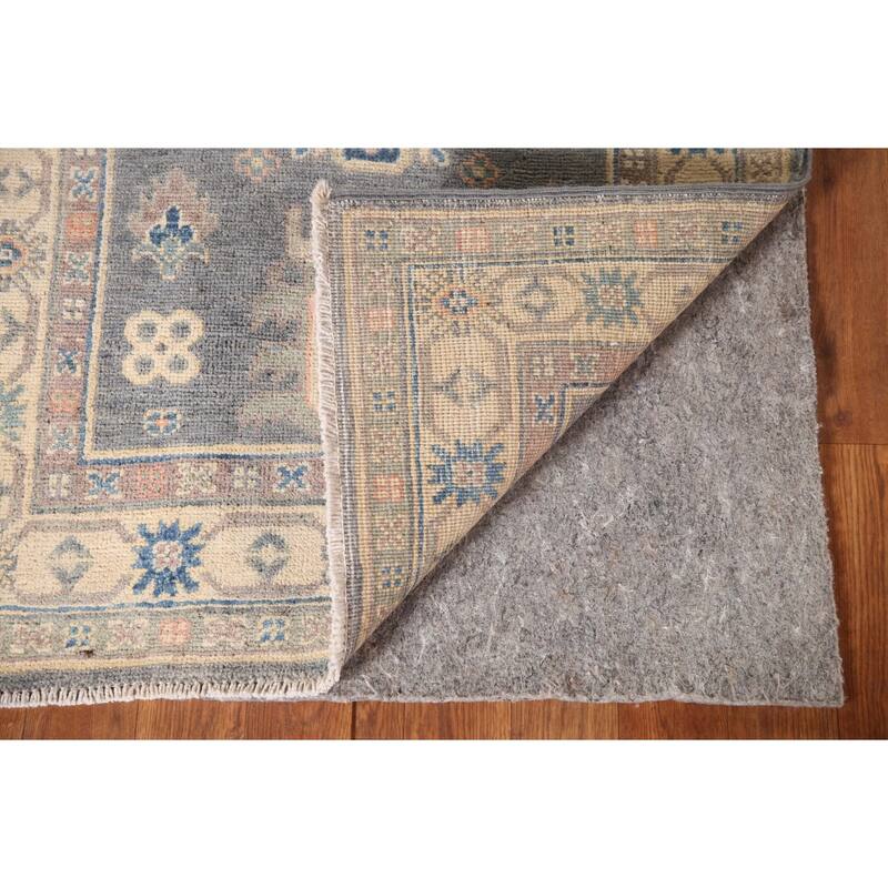 Geometric Gray Kazak Accent Rug Wool Carpet - 2'7" x 4'1"