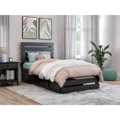 Twin Bed with Footboard & Drawers - Modern Bedroom Furniture - Espresso Finish